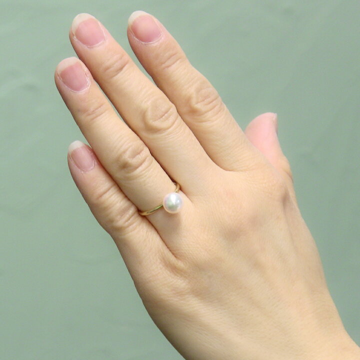 楽天市場】パール リング 普段使い シンプル 真珠指輪 ピンキー k18  