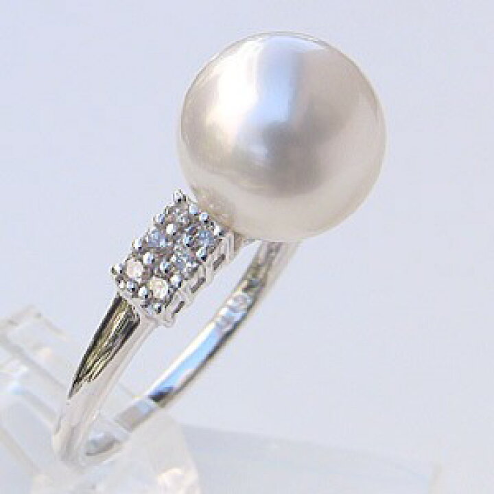 楽天市場】パールリング 真珠リング 南洋白蝶真珠 リング ダイヤモンド  