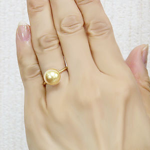 人気商品・ 南洋真珠 ゴールデンパール イエローゴールド K18YG リング シンプル 指輪 リング