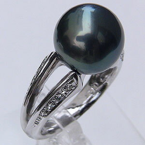 パール リング ユニセックス ジェンダーレス 真珠 指輪 タヒチ黒蝶真珠 11mm ブラックパール 18金 k18 ホワイトゴールド 普段使い 人気 おすすめ カジュアル フォーマル プレゼント ギフト ジュ