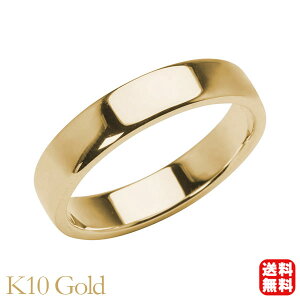 リング 指輪 平打ち 幅4mm メンズ 男性用 k10 10k 10金 イエローゴールド シンプル 地金 太め 幅広 結婚指輪 マリッジリング 送料無料 プレゼント ギフト ジュエリー ハロウィン
