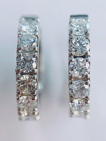 1．00ct大粒ダイヤモンドプラチナフープピアス　ダイヤすべてSIクラリティ以上　フープ　天然ダイヤモンド　選べる素材　K18イエローゴールド