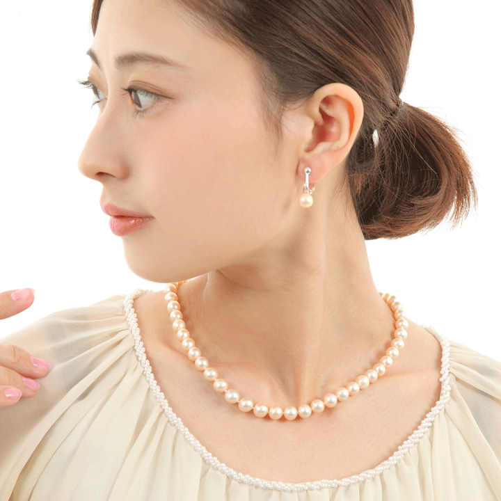 大珠✨本真珠 ネックレス 8.3-9.3mm パール オケージョン 干渉色 WEB 