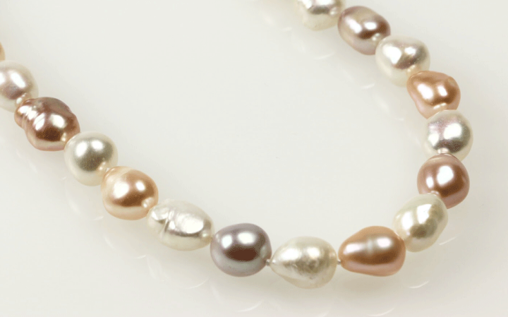 10mm大粒本真珠/マルチカラーバロックパールネックレス、