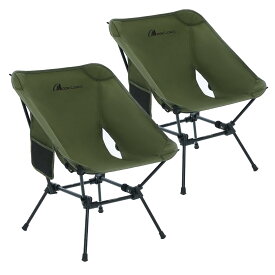 MOON LENCE アウトドア チェア 2way キャンプ 椅子 グランドチェア キャンプチェア より安定 軽量 折りたたみ コンパクト ハイキング 釣り 登山 耐荷重150kg ハイタイプ 新型 (グリーン2個セット) CH-21HX