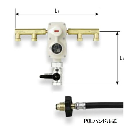 【楽天市場】【富士工器】HE4-10PH 簡易型集合装置 LPガス 10k 自動切替調整器 容器4本立て【発信機能なし】POL張力式ハンドル