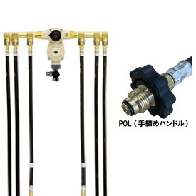 桂精機 PTC6B-10HZ 自動切替式 LPガス 10k調整器 コンパクト6本立て【発信機能なし】POL張力式手締め式 検査孔バルブ付き