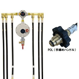 桂精機 PTC6B-20HZ 自動切替式 LPガス 20k調整器 コンパクト6本立て【発信機能なし】POL張力式手締め式 検査孔バルブ付き