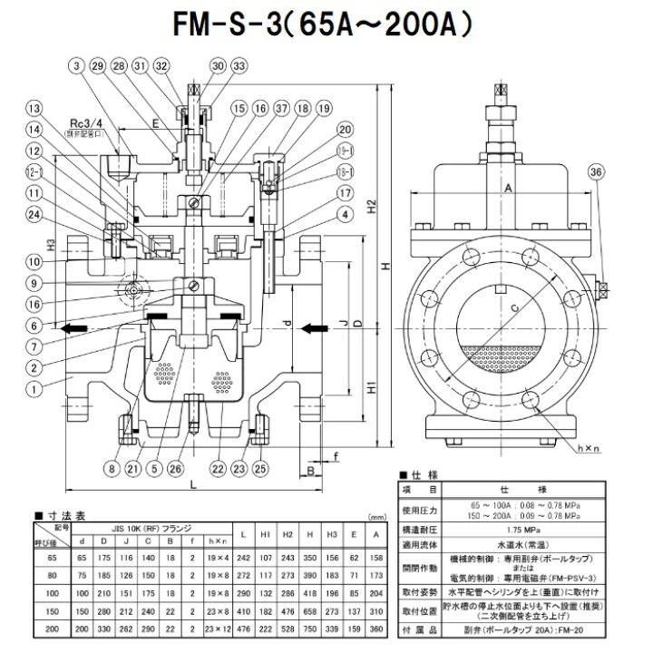 楽天市場】【副弁なし・主弁のみ】FM-S-3-100A 副弁なし FMバルブ 
