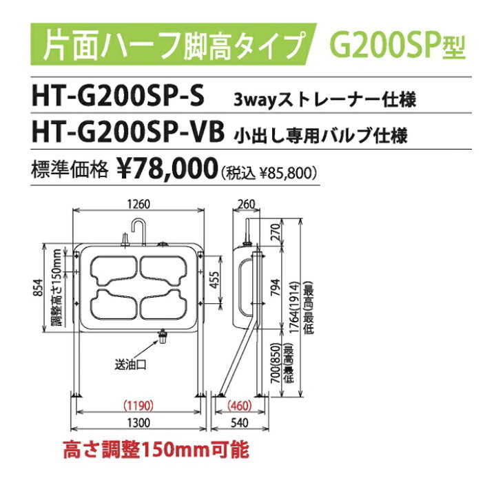 楽天市場】【ホクエイ】HT-G200SP-S 片面ハーフ脚高タイプ（3Way 