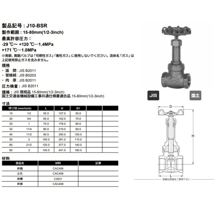 楽天市場】【東洋バルヴ】J10-BSR-25A JIS 10K ゲートバルブ 青銅 