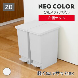 【公式直営店】 ゴミ箱 ゴミ箱スリム ゴミ箱20リットル ゴミ箱ペダルゴミ箱分別 2個セット スリムペダル20 2個セットホワイトグレー ペダル式 ペダルペール スリム 省スペース コンパクト 袋止め付 軽く踏んでサッと開く 分別 日本製 ごみ箱 分別 20L SHINKIGOSEI