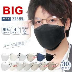 【3L＆大好評受付中】マスク 立体 大きめ 黒 マスク 不織布 大きいサイズ メンズ 3dマスク バイカラー マスク 立体 小さめ 子供 女性用 30枚 耳が痛くならない 個包装 使い捨てマスク 耳が痛くならない 冬 白 息しやすい 4層構造 飛沫防止 花粉対策 抗菌通気 快適防護