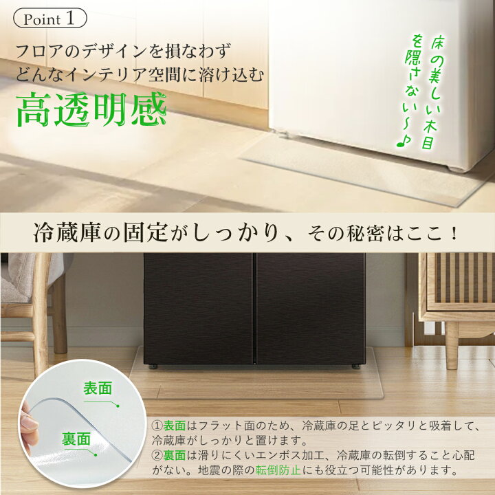 楽天市場】【楽天1位3冠】冷蔵庫 マット 透明 冷蔵庫下マット 下敷き 
