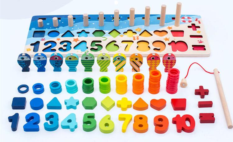 5in1 日本 数字パズル 積み木 木製 複数のデジタル 形状 子供の早期教育 パズル 形状認知デジタル 早期 男の子と女の子のための早期教育パズル 知的発達 対数ボード ビルディングブロック マッチングゲーム 子供のデジタル 記憶のおもちゃ 脳を動かす木製のおもちゃ 教育
