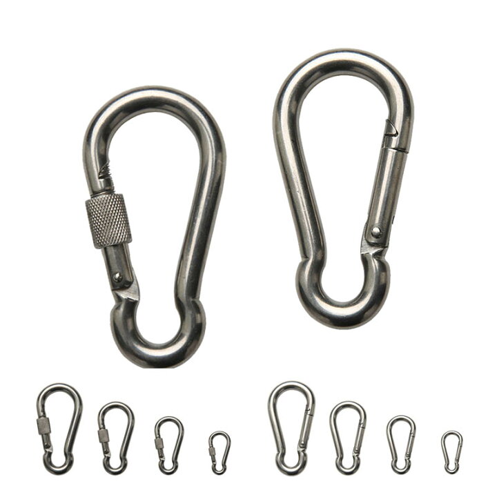 楽天市場 カラビナ ステンレス スプリング フック 4個セット5mm 6mm 8mm 10mm ネジ式 大きい サイズ 強力 スナップ 金具 シンマルショップ