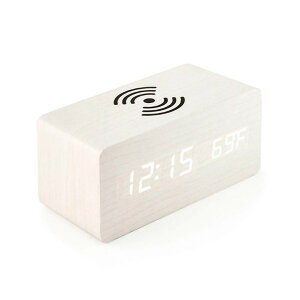 めざまし時計置き時計 デジタル時計 卓上時計 スマホ充電機能 USB充電木目 多機能時計 ワイヤレス充電器 アラーム時