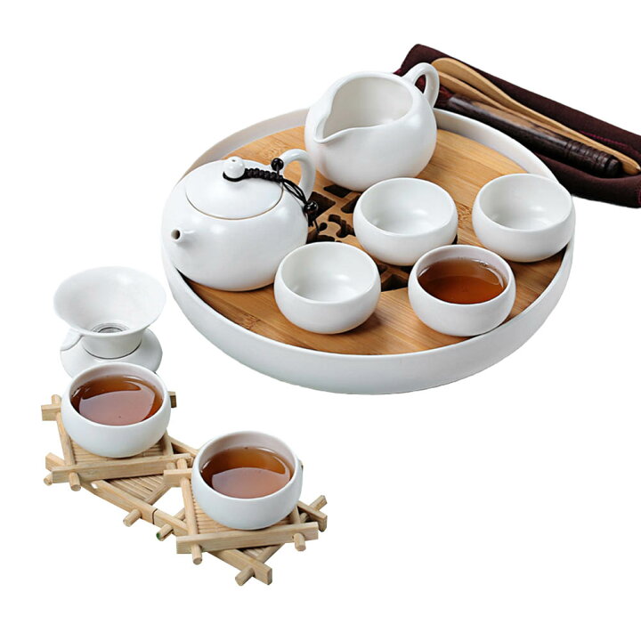 楽天市場】茶器セット 急須 湯呑み 丸い茶托 磁器茶具 ティーポット 
