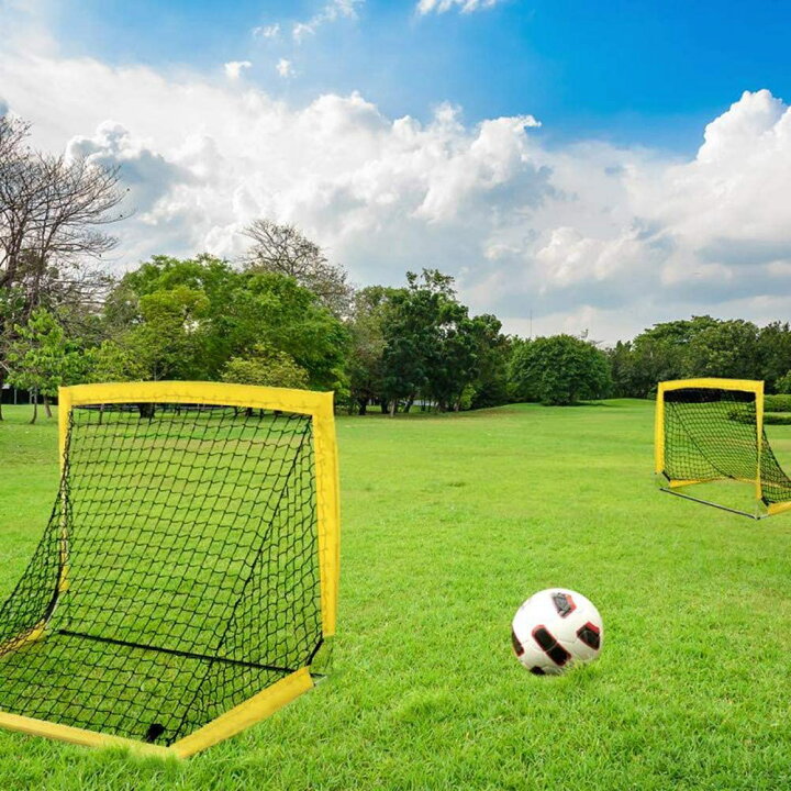 楽天市場 2個セット サッカーゴール サッカーボール 子供 サッカー 練習 室内 屋外用 組み立て 簡易ゴール 空気入れ ネット付き シンマルショップ