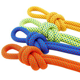 機能ナイロンロープ 6mmブルークライミングロープ、ロッククライミングロープ、ダブルカラビナ、安全エスケープロープ、キャンプ