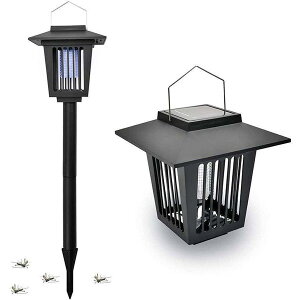 殺虫灯 電撃殺虫器 蚊取り器 ソーラー殺虫ガーデンライトuv光源誘引式 電撃殺虫機 蚊よけ 蚊除け誘蛾灯 LEDライト付き 蚊取り&照明両用 置く 地面に挿す可能