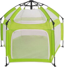 ベビーサークル キッズテント 折りたたみ マット付き ベビーフェンス 六角形 子供用テント コンパクト 洗える可能 日除け付き 収納バッグ付き メッシュ プレイヤ