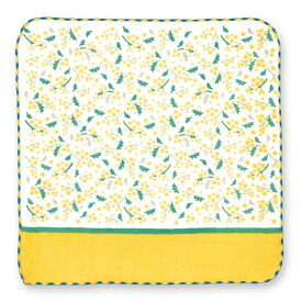 【ハンカチ】町娘のハンカチーフ ミモザブーケ 花屋篇 [ 日本製 レディース ミモザ 春の花 黄色 ハンドタオル ガーゼ タオルハンカチ パイル 綿100％ 花柄 花言葉 ] qk36 sps