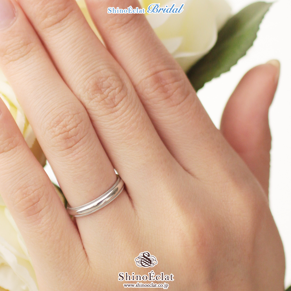 結婚指輪 プラチナ Pt950（鍛造） ミルグレイン・マリッジリング 3.5mm 鍛造 ミル打ち 刻印無料 platinum ウェディング  バンドリング 指輪 ring シンプル 単品 送料無料 | ジュエリーサロン シノエクラ