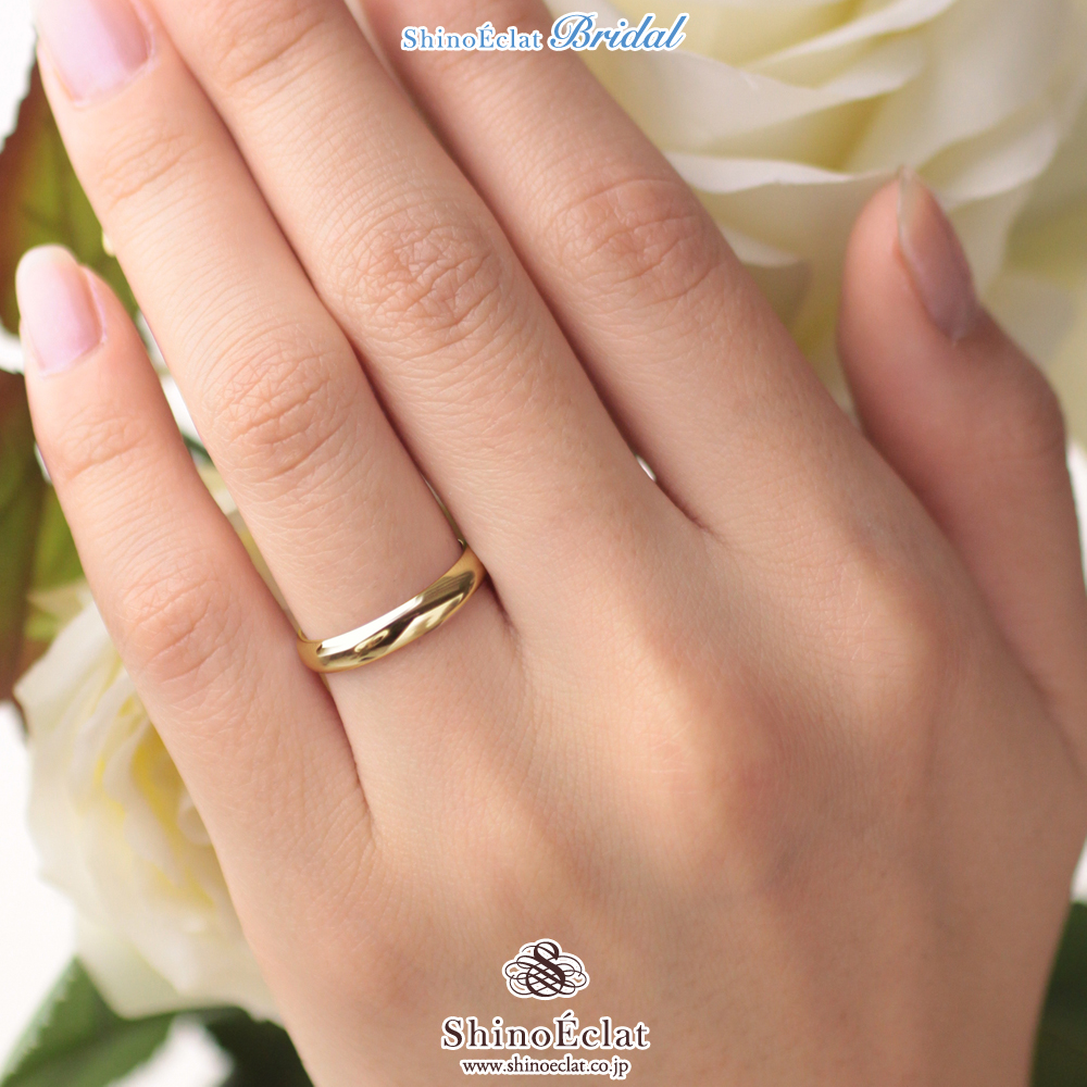 結婚指輪 ゴールド K18 YG（イエローゴールド） スタンダード・マリッジリング 3.5mm 鍛造 甲丸 刻印無料 gold ウェディング  バンドリング 指輪 ring シンプル 単品 送料無料 | ジュエリーサロン シノエクラ