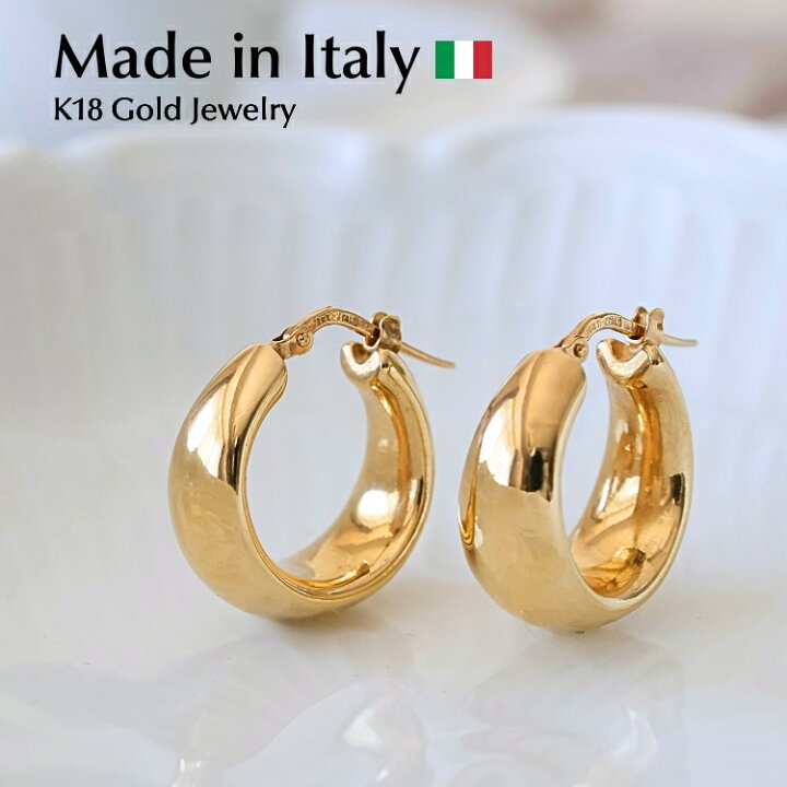 楽天市場】フープ ピアス k18 イタリアンジュエリー フープピアス 