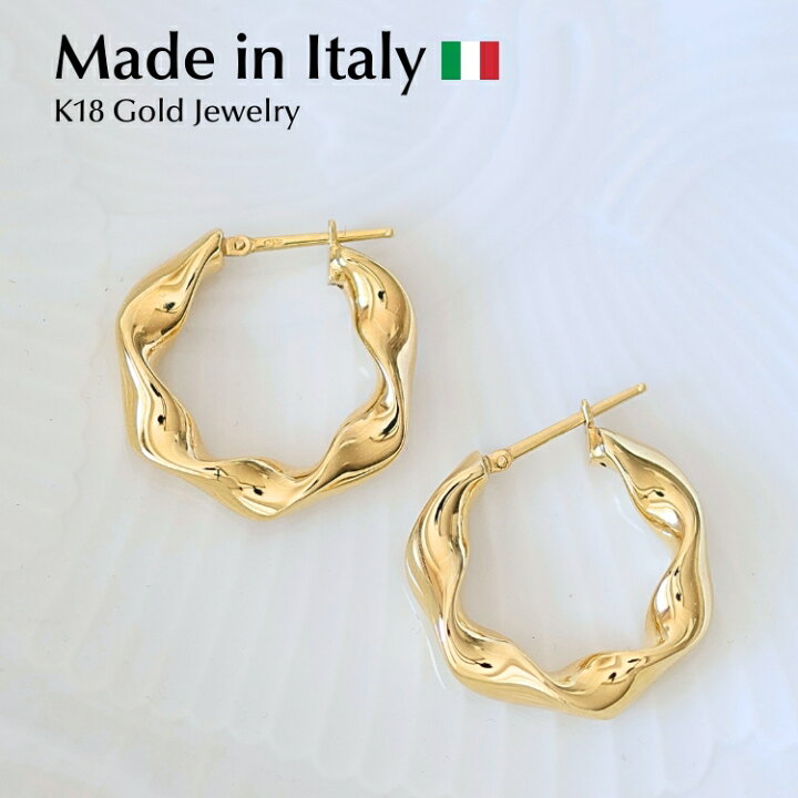 楽天市場】【在庫あり】フープ ピアス k18 イタリアンジュエリー 