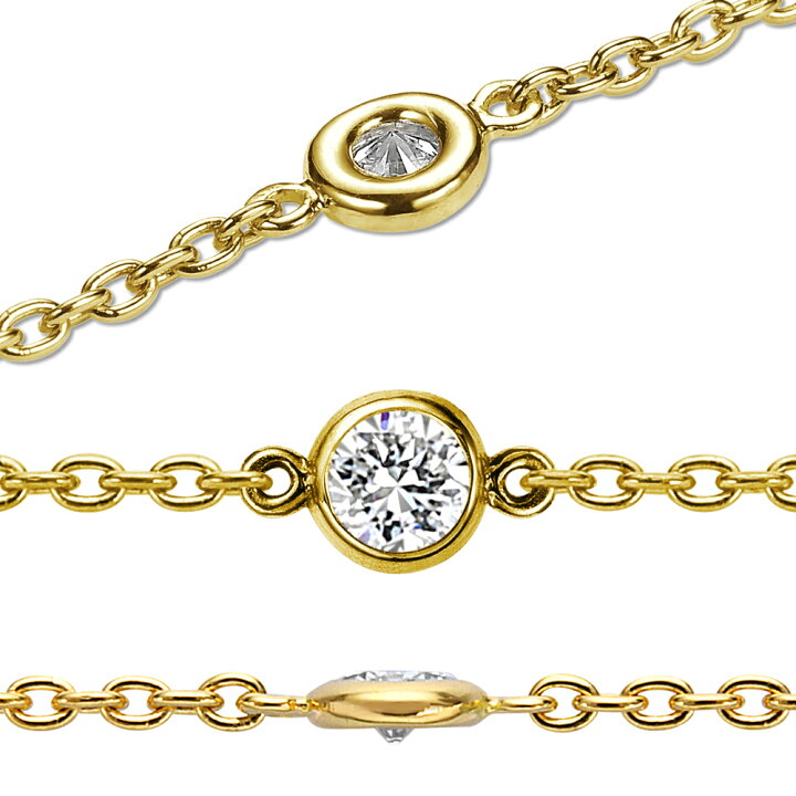 楽天市場】K18 5石ダイヤモンド ステーションネックレス Petit Bezel 