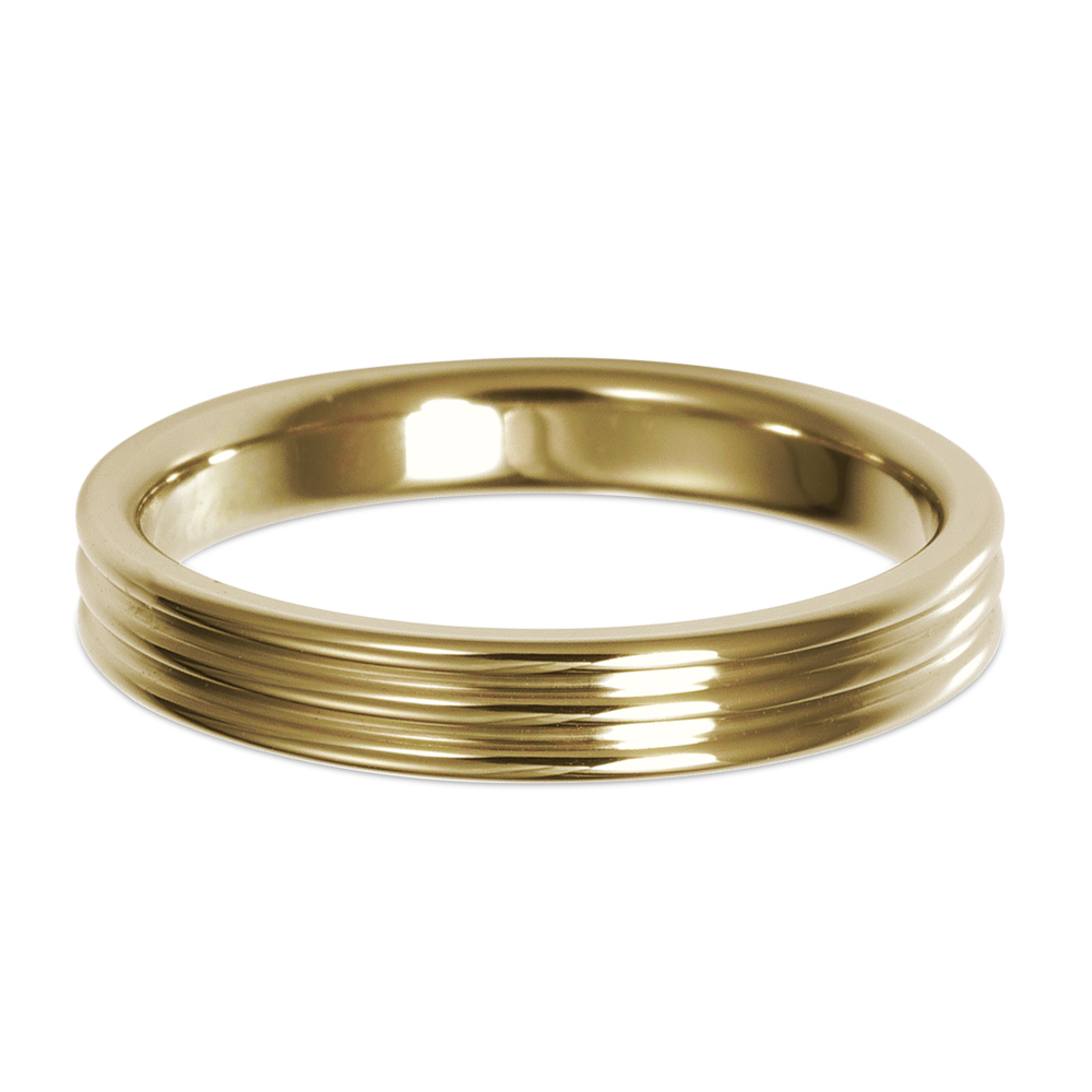 結婚指輪 ゴールド K18YG（イエローゴールド） スリーロウ・マリッジリング 3mm 鍛造 刻印無料 gold ウェディング バンドリング 指輪  ring シンプル 単品 送料無料 | ジュエリーサロン シノエクラ