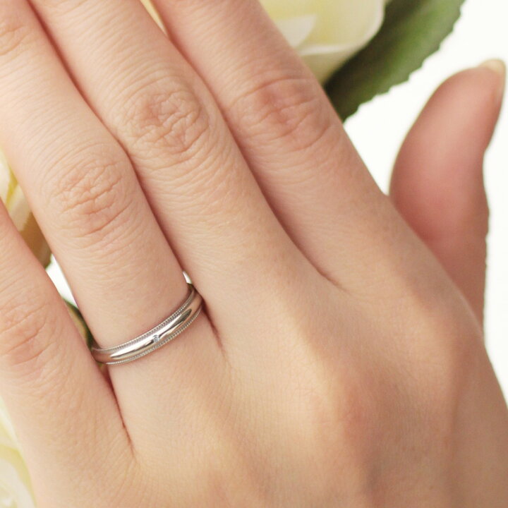 楽天市場】結婚指輪 K18WG（ホワイトゴールド） ミルグレイン 