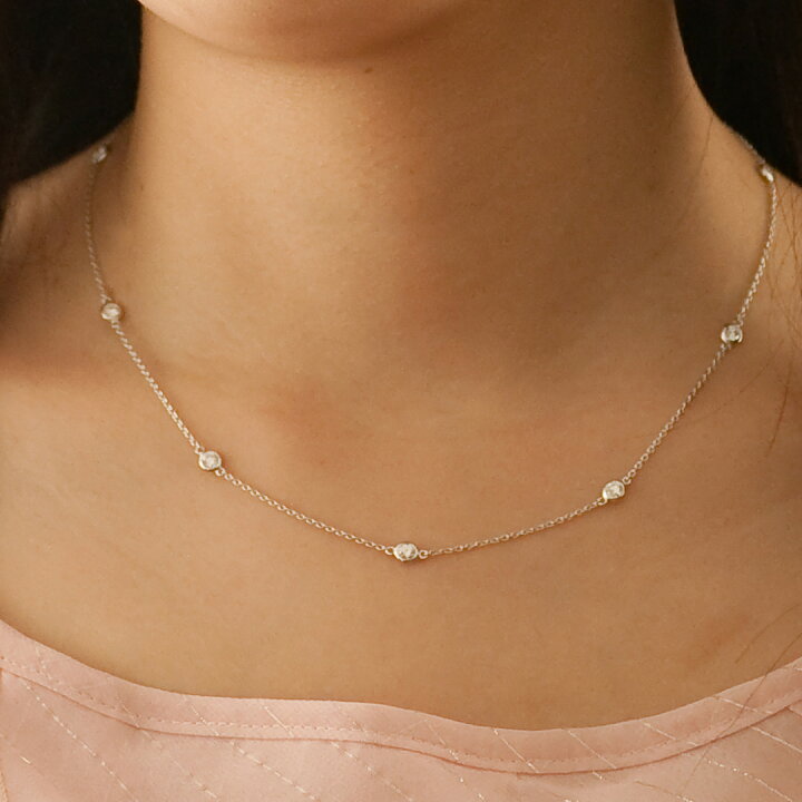 楽天市場】K18 9石ダイヤモンド ステーション ネックレス Bezel 