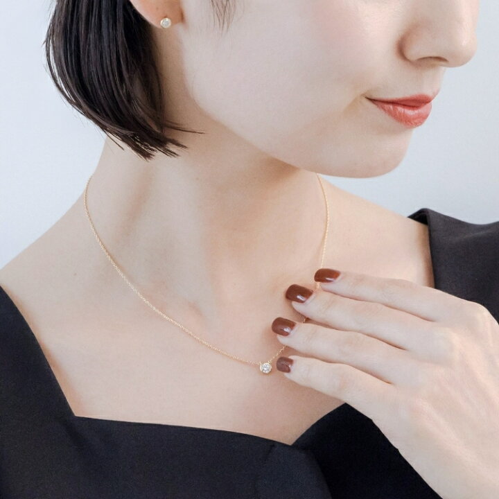 楽天市場】【在庫あり】K18 ダイヤモンド ネックレス 一粒 Luxe Bezel 