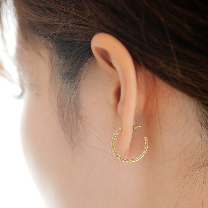 楽天市場】K18 ダイヤモンドフープ ピアス 0.5ct diamond hoop pierce  