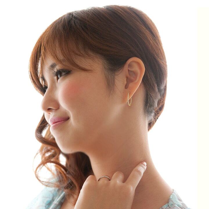 楽天市場】K18 ダイヤモンドフープ ピアス 0.5ct diamond hoop pierce 