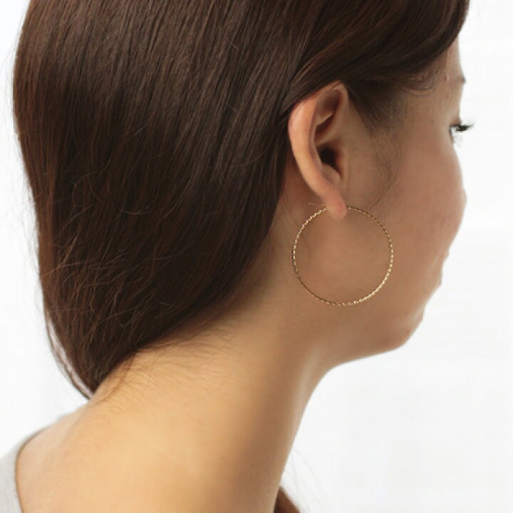 楽天市場】【再入荷】K18 フープ ピアス ツイスト ラウンド（1mm  