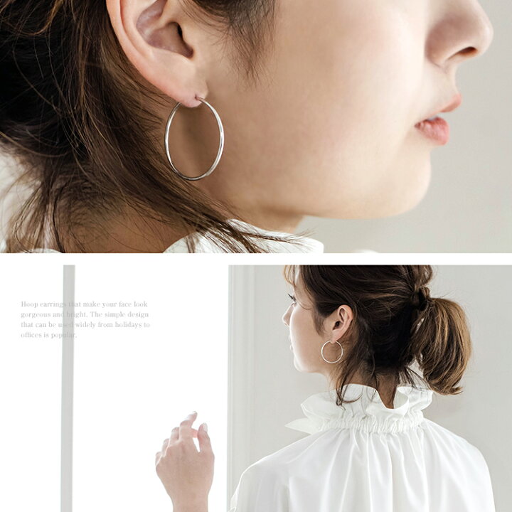 楽天市場】フープ ピアス K18 WG Infini（アンフィニ） 1.5mm × 30mm 