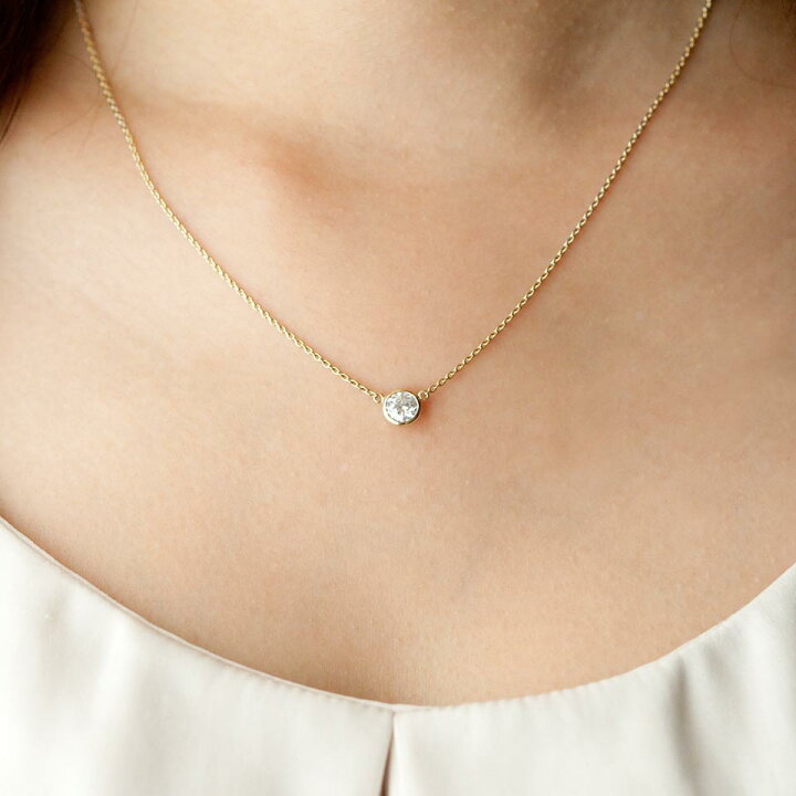 楽天市場】K18 ダイヤモンド ネックレス 一粒 Bezel（ベゼル） 0.5ct E  