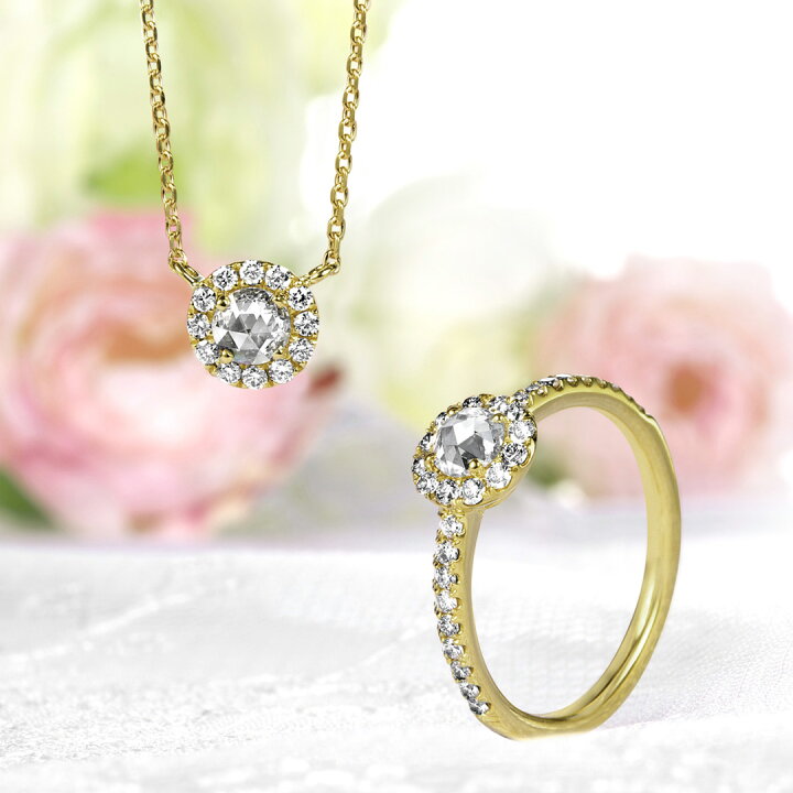 楽天市場】K18 ローズカット ダイヤモンド ネックレス 0.179ct D VS2  
