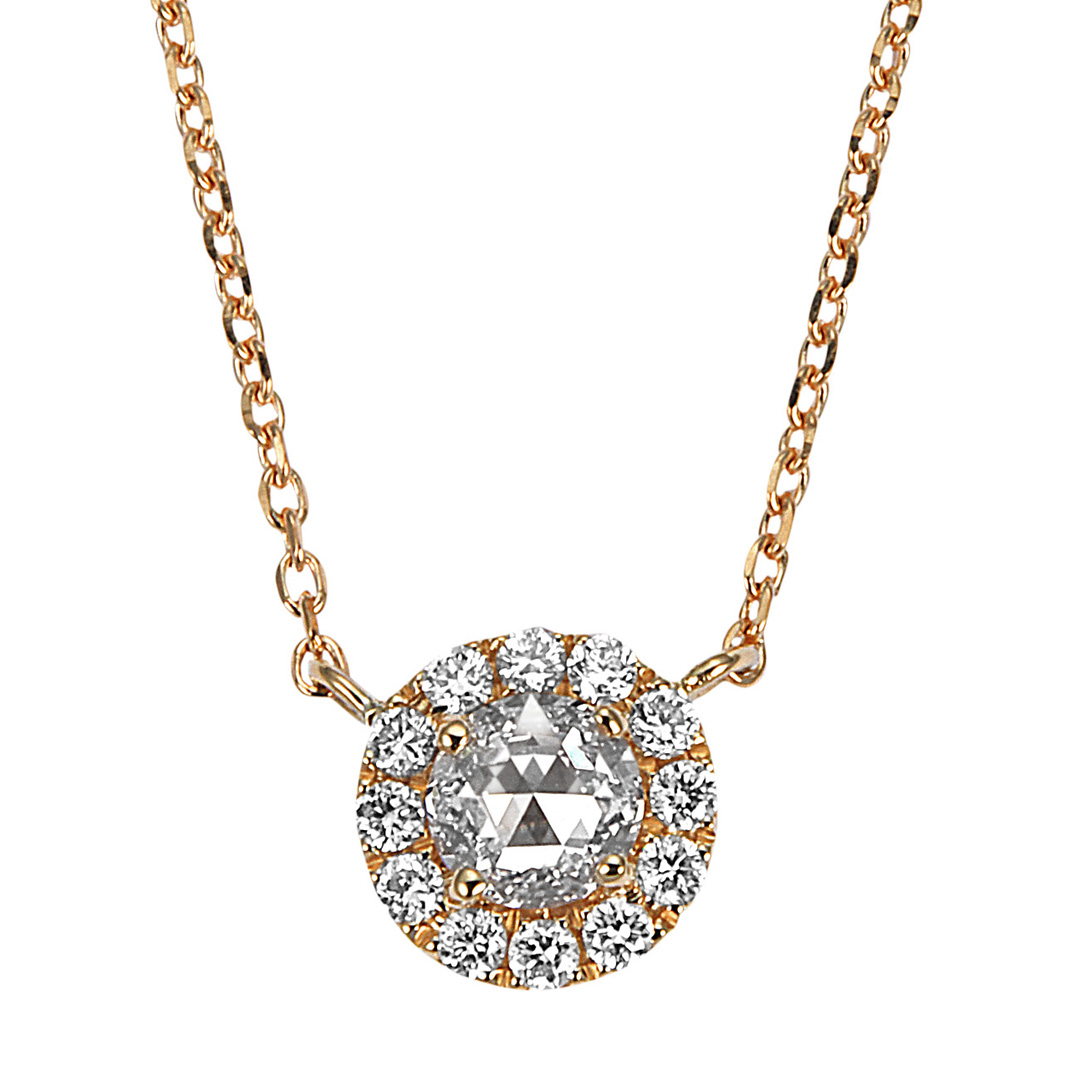 K18 ローズカット ダイヤモンド ネックレス 0.179ct D VS2 レディース ゴールド シンプル diamond necklace gold  ladies 18k 18金 ダイヤ 彼女 誕生日 結婚記念日 プレゼント 送料無料 即納 | ジュエリーサロン シノエクラ