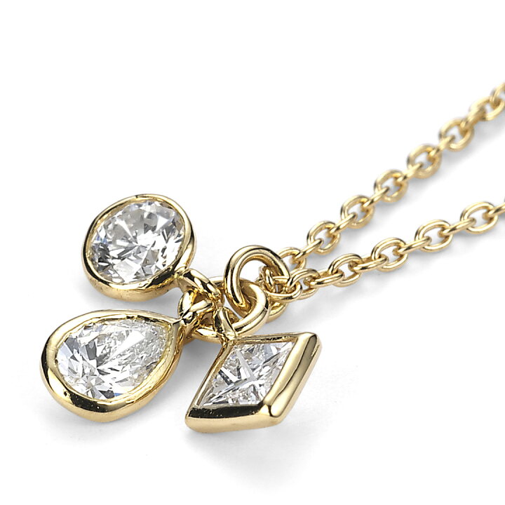 楽天市場】K18 スリーストーン ダイヤモンド ネックレス Trois lumiere  