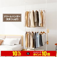 ＼10%OFF＆10倍ポイント／ドリームハンガー 天井つっぱり 2段 ハンガーラック スリム 伸縮式 高さ110-310…