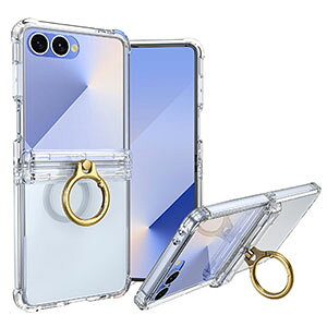 Galaxy Z Flip8 �P�[�X �N���A �ϏՌ� �J�o�[ �܂肽���݌^ �����O�t�� �Ў�Ŏ��� �֗� �X�^���h�@�\ �q���W�ی� �M�����N�V�[ Z �t���b�v8 �P�[�X ���� �T�u�f�B�X�v���C�ی�t�B�����t�� �u��