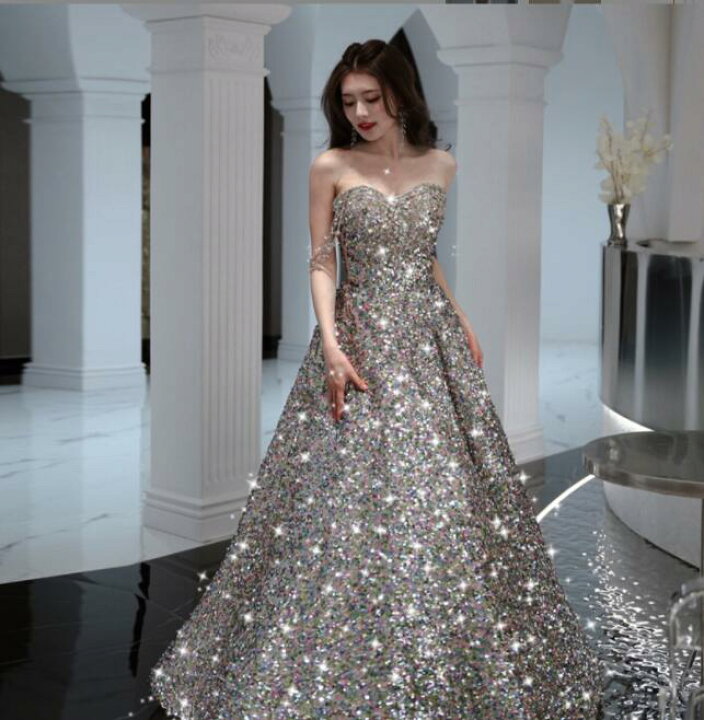 楽天市場】ウェディングドレス 結婚式 宴会 パーティー スパンコール 