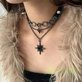 首輪 チョーカー ショットネックレス パンク PUNK スパイク 鋲 ビズ クロス チェイン ベルトネックレス アクセサリー ロックファッションV系 ギャル ハロウィン コスプレ イベント