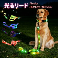 光るリード 犬用 LEDリード USB充電式 防水 120cm 夜間散歩 お散歩ライト 中型犬 大型犬対応 体重50kgま…