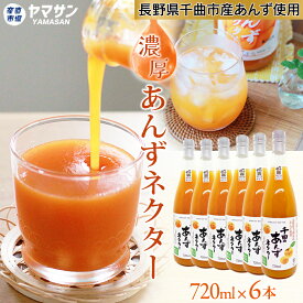 千曲のあんずネクター6本セット あんずジュース 長野県千曲市産あんず 国産あんず 720ml 【送料無料】無香料 無着色 ギフト 贈り物 プレゼント アプリコット ジュース アプリコットネクター 杏ジュース 杏子ジュース アンズジュース 国産 産直市場ヤマサン
